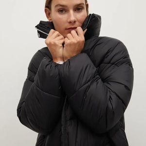 NWT Black MANGO High Neck Puffer Coat